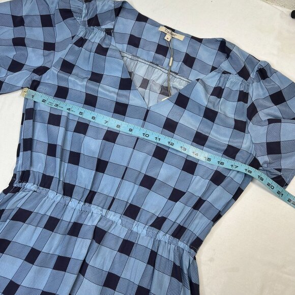 NWT Tucker Chelsea Dress Mini Picnic Plaid Crepe de Chine Silk Blue Medium - Picture 5 of 12